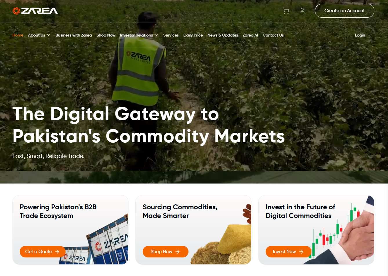 Zarea — B2B Commodity Marketplace Website